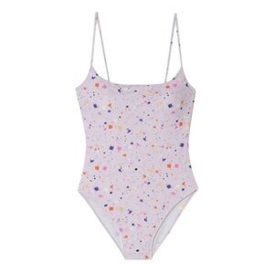 Summersalt Perfect High Leg One Piece Swimsuit Lilac Paint Splatter Size 4 NWT